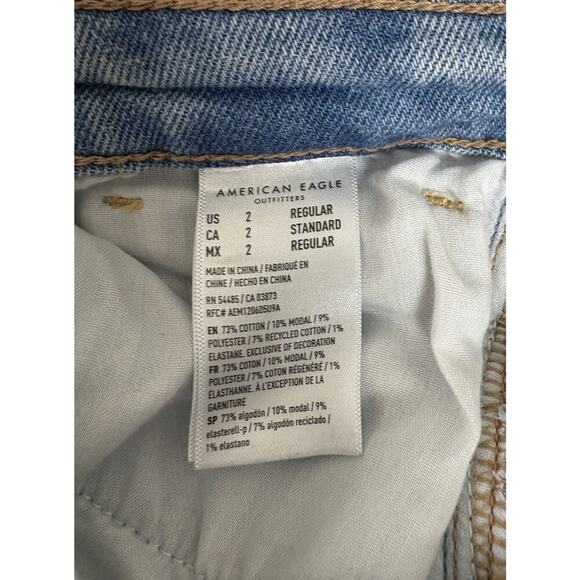 American Eagle Stretch Mom Jeans Womens Size 2 Distressed - Picture 5 of 5